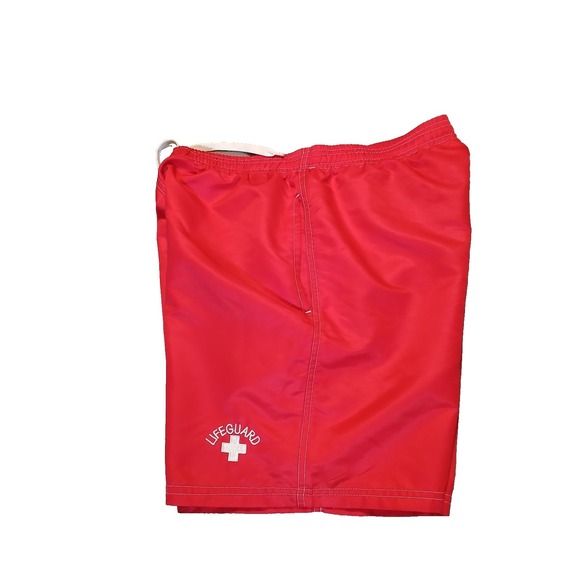 Threads Lifeguard Mens S Swim Trunks Board Shorts Red Slash Pockets Drawstring - Picture 6 of 9